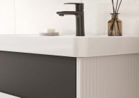 Тумба под раковину без столешницы AQUATON Ар-Деко 85 подвесная, 2 ящика, серый кобальт