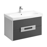 Тумба под раковину без столешницы AQUATON Ар-Деко 85 подвесная, 2 ящика, серый кобальт