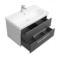 Тумба под раковину без столешницы AQUATON Ар-Деко 85 подвесная, 2 ящика, серый кобальт