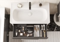 Тумба под раковину без столешницы AQUATON Ар-Деко 85 подвесная, 2 ящика, серый кобальт