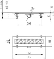 Душевой трап (лоток) MCH Chudej Harmony CH350HC 35 см, решетка матовая черная, с сифоном