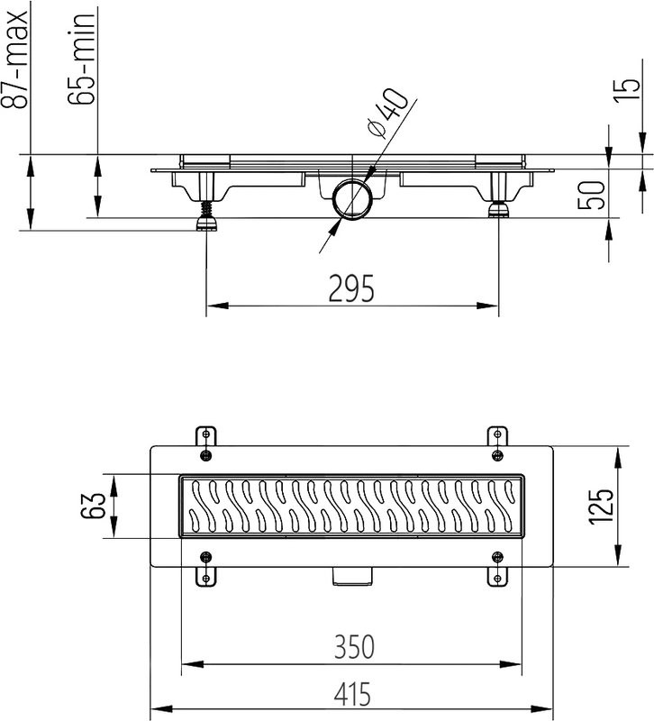 Душевой трап (лоток) MCH Chudej Harmony CH350HC 35 см, решетка матовая черная, с сифоном