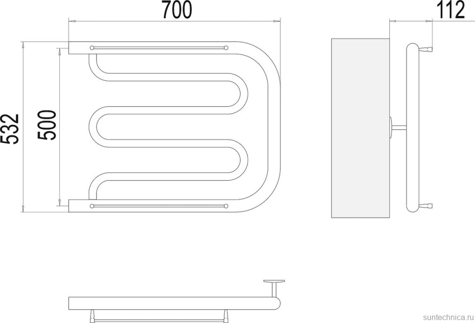 Полотенцесушитель водяной Terminus Фокстрот БШ 500x700