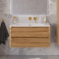 Тумба с раковиной Cezares Relax 100 подвесная, 2 ящика, дуб карамельный