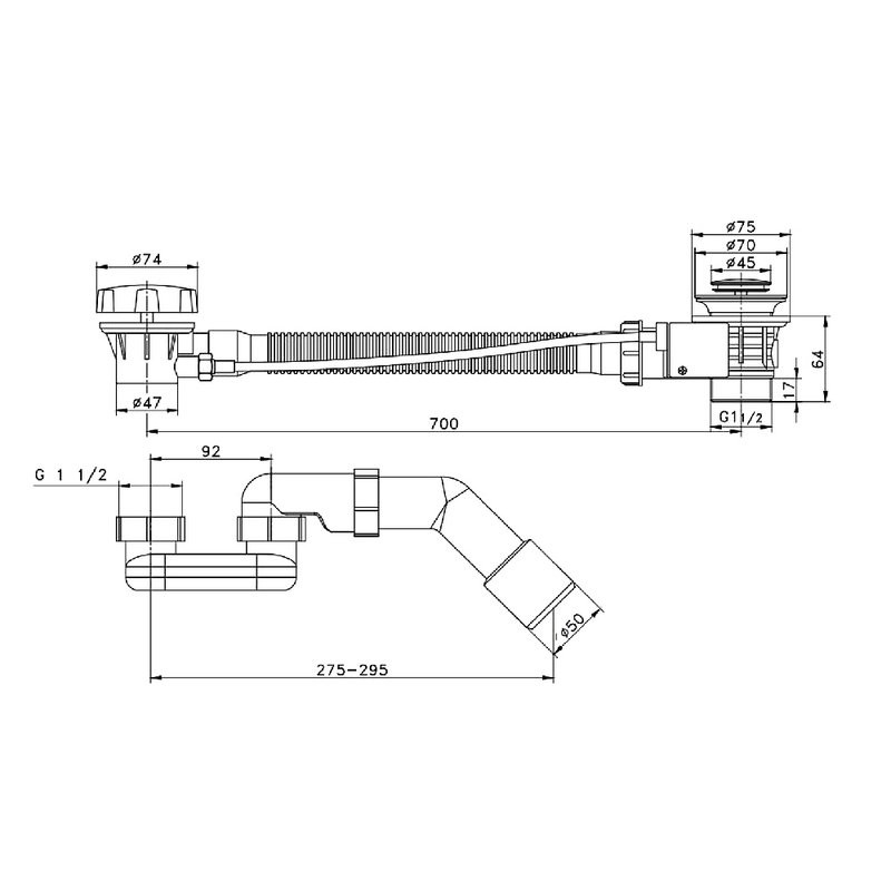 Слив-перелив для ванны Raglo R600 R600.30.03 32 мм, полуавтомат, золотой сатин
