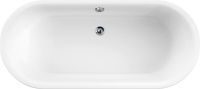 Акриловая ванна Cezares Metauro METAURO-Central-180-80-40-W-MATT 180x80 см, отдельностоящая, белая матовая, овальная, на ножках, с черным экраном, экран матовый черный