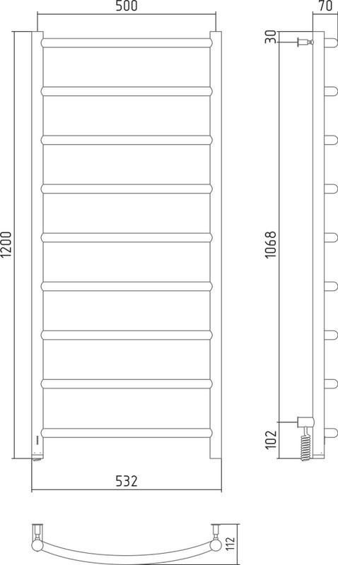 Полотенцесушитель электрический Сунержа Галант 4.0 120х50 белый, L