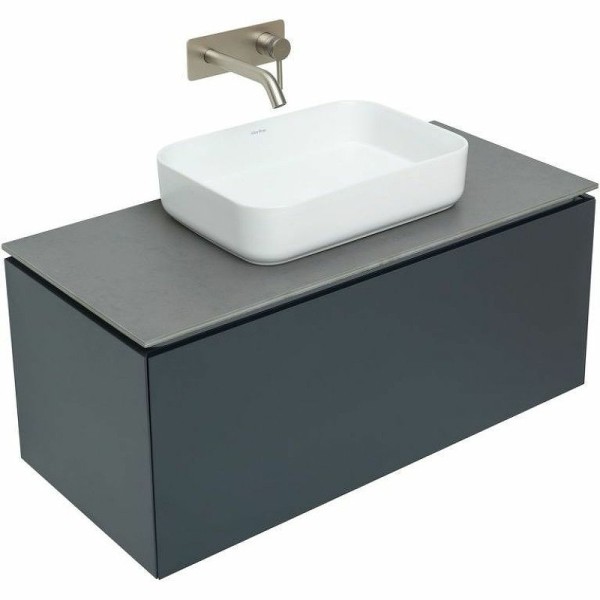 Тумба под раковину со столешницей Allen Brau Infinity 100 1+1, подвесная, антрацит матовый, столешница графит