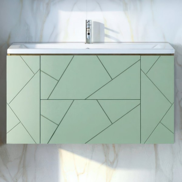 Тумба с раковиной Бриклаер Кристалл 100 фисташка, дуб гранж песочный