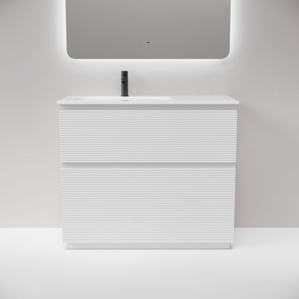 Тумба под раковину в ванную Sancos Folk Floor левая 995х445х850 мм, напольная с двумя ящиками, Bianco