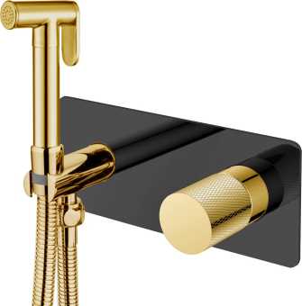 Гигиенический душ Boheme Stick 127-BG.2 со смесителем, С ВНУТРЕННЕЙ ЧАСТЬЮ, black, touch gold