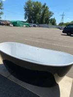Ванна акриловая Azario EASTON 1800x820x600 белая с черными внешними стенками, свободностоящая, в комплекте с сифоном и металлической рамой (AZ-1337B)