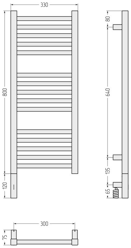 Полотенцесушитель электрический Сунержа Модус 3.1 071-5900-8030 90x35 см, подключение слева, сатин, лесенка