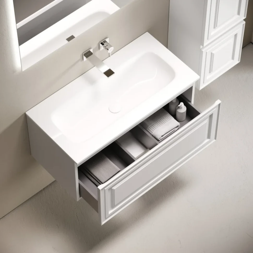 Тумба с раковиной Sancos Very 90 подвесная, bianco, раковина СN7019wx
