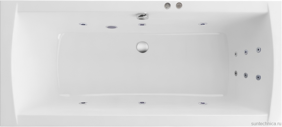 Акриловая ванна Excellent Aquaria Lux Slim Line 180x80 см, встраиваемая, с гидромассажем, белая, с каркасом, со сливом-переливом