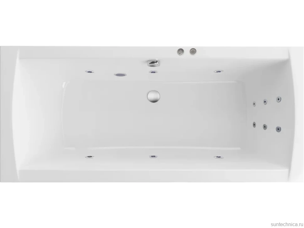 Акриловая ванна Excellent Aquaria Lux Slim Line 180x80 см, встраиваемая, с гидромассажем, белая, с каркасом, со сливом-переливом
