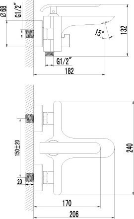Смеситель для ванны с душем Lemark Melange LM4914CW