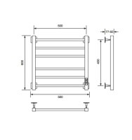 Полотенцесушитель электрический Comfysan Unico-K EC-6 60x55 см, подключение справа, слева, матовый черный, лесенка, из стали