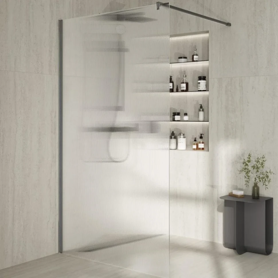 Душевая перегородка KERAMA MARAZZI Cristallo CT.120.WI.CR 120 см, профиль хром, стекло рифленое