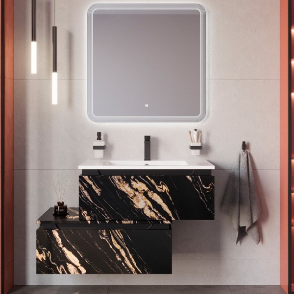 Мебель для ванной комнаты Cezares Slider 80 подвесная, 2 ящика, черный фьюжн