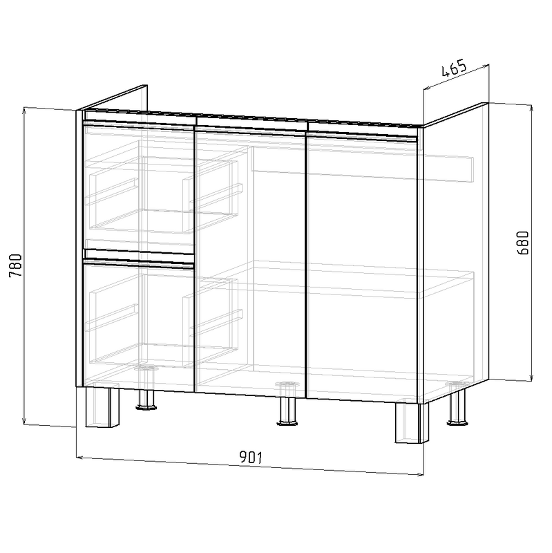 Тумба с раковиной Emmy Вега 90 напольная, белая