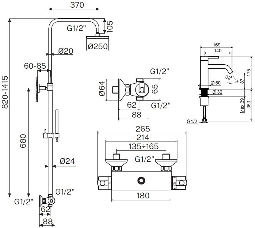 Комплект для ванной Plumberia Selection Ixo KITXO6302BO53 белый матовый