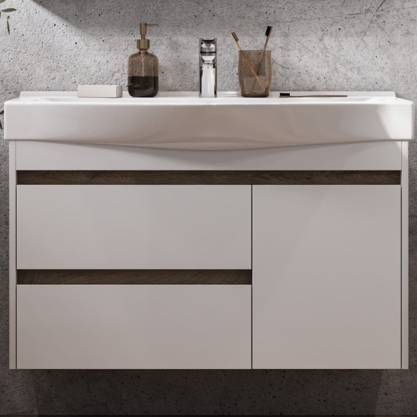 Тумба под раковину AQUATON Нортон 100, подвесная, белый глянец