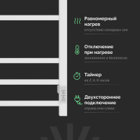 Полотенцесушитель электрический EWRIKA Пенелопа L2 60х50, белый