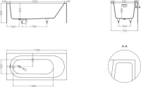 Ванна из искусственного камня Salini Fabia S-Sense 170x75 см, пристенная, белая, с донным клапаном