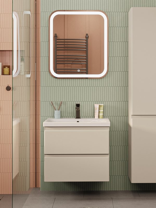 Мебель для ванной комнаты SanStar Riana 60 подвесная, cappuccino, раковина Moduo 60