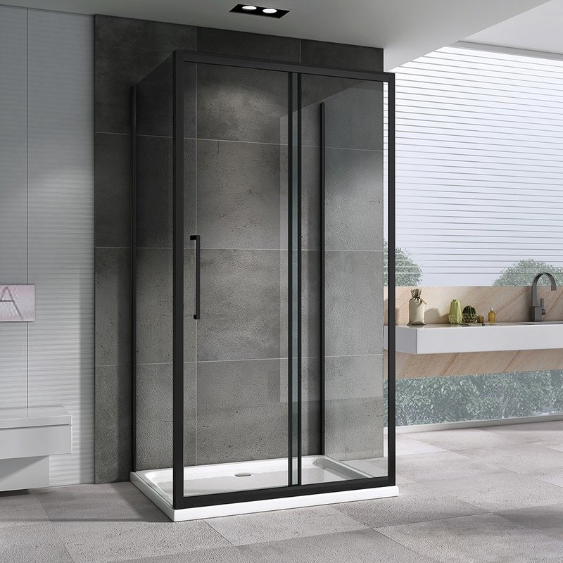 Душевой уголок Abber Schwarzer Diamant AG30170BH-S50B-S50B 170x50, профиль черный,  стекло прозрачное