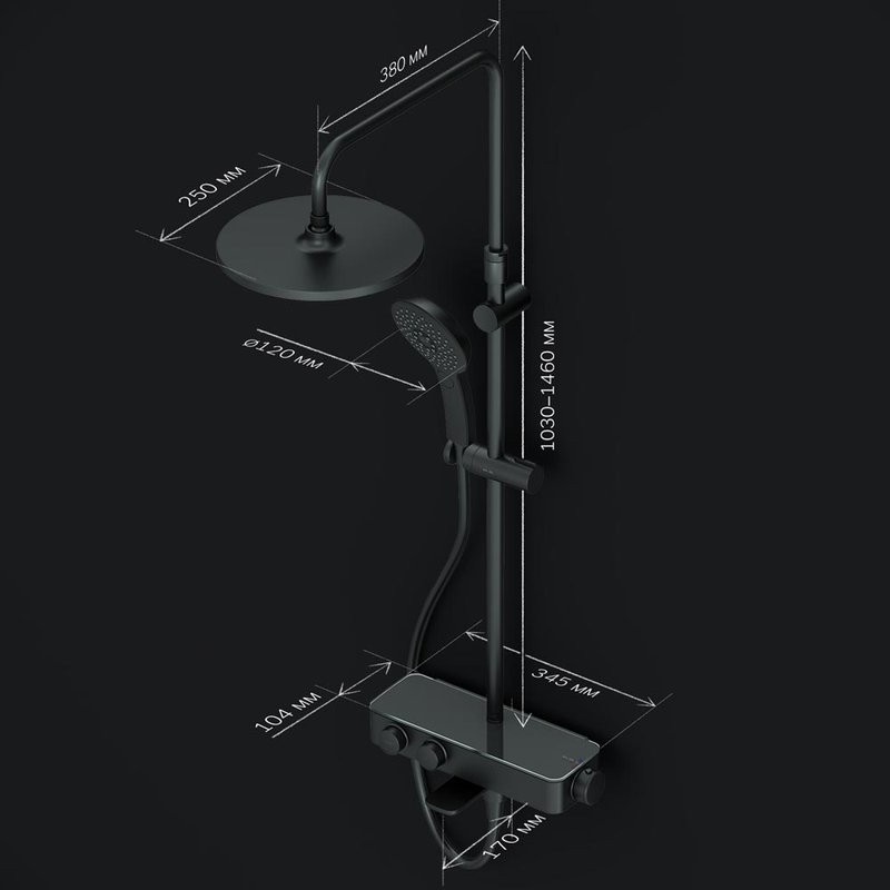 Душевая стойка AM.PM Inspire V2.0 F0750A522 с термостатом, черная