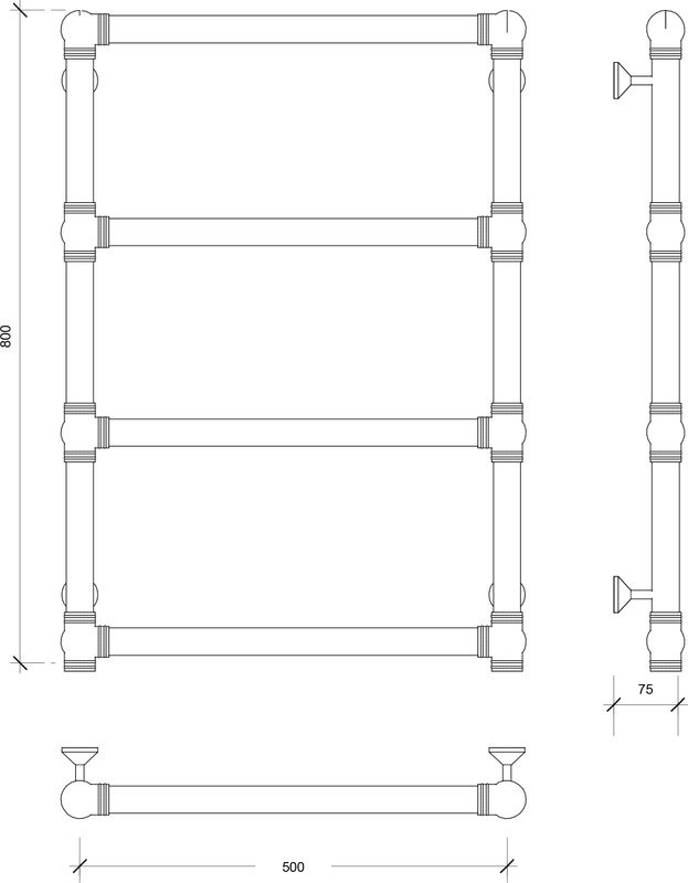 Полотенцесушитель водяной Secado Фалерони 1 Trenza 80x55 см, бронза, лесенка, латунь