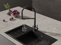 Смеситель для кухни Cersanit Zen 68250 с гибким изливом, матовый черный