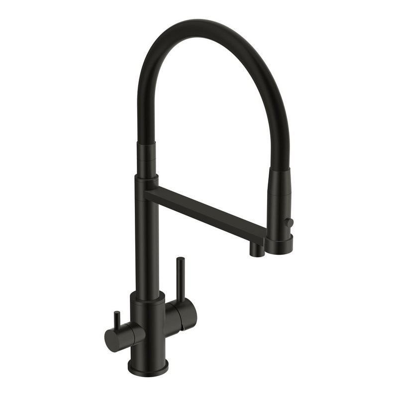 Смеситель для кухни Cersanit Zen 68250 с гибким изливом, матовый черный