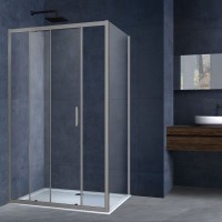 Душевой уголок Vincea Alpha VSR-3AL8011CLGM 110х80, профиль вороненая сталь, стекло прозрачное