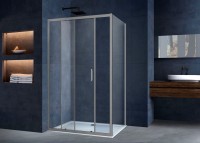 Душевой уголок Vincea Alpha VSR-3AL8011CLGM 110х80, профиль вороненая сталь, стекло прозрачное