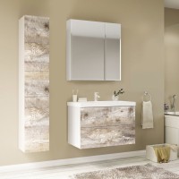 Мебель для ванной комнаты Marka One Mix 70П с 2 ящиками, бетон, push