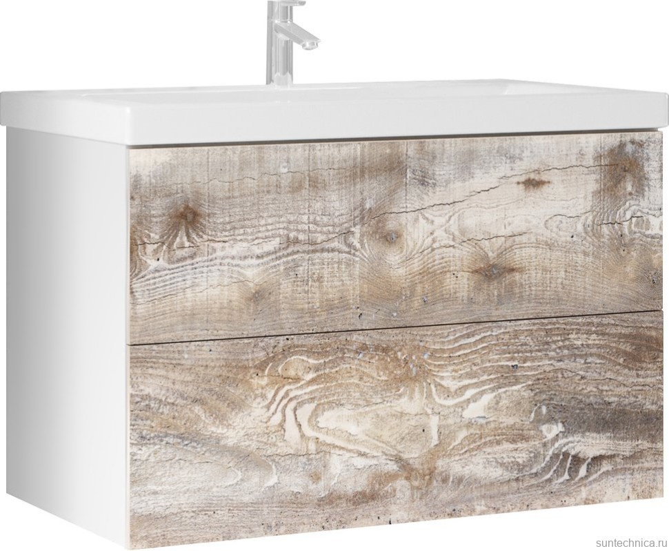 Мебель для ванной комнаты Marka One Mix 70П с 2 ящиками, бетон, push