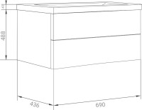 Мебель для ванной комнаты Marka One Mix 70П с 2 ящиками, бетон, push