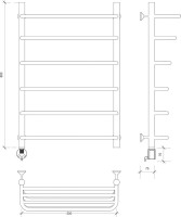 Полотенцесушитель электрический Secado Мерида 2 СП 85x55 см, подключение слева, глянцевый хром, лесенка, с полкой