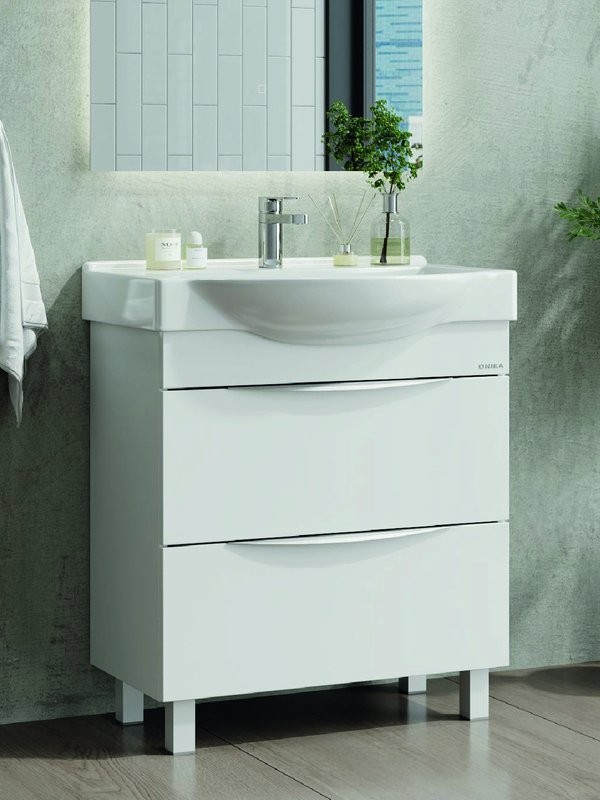 Тумба с раковиной Onika Навиа 65 напольная, глянцевая белая