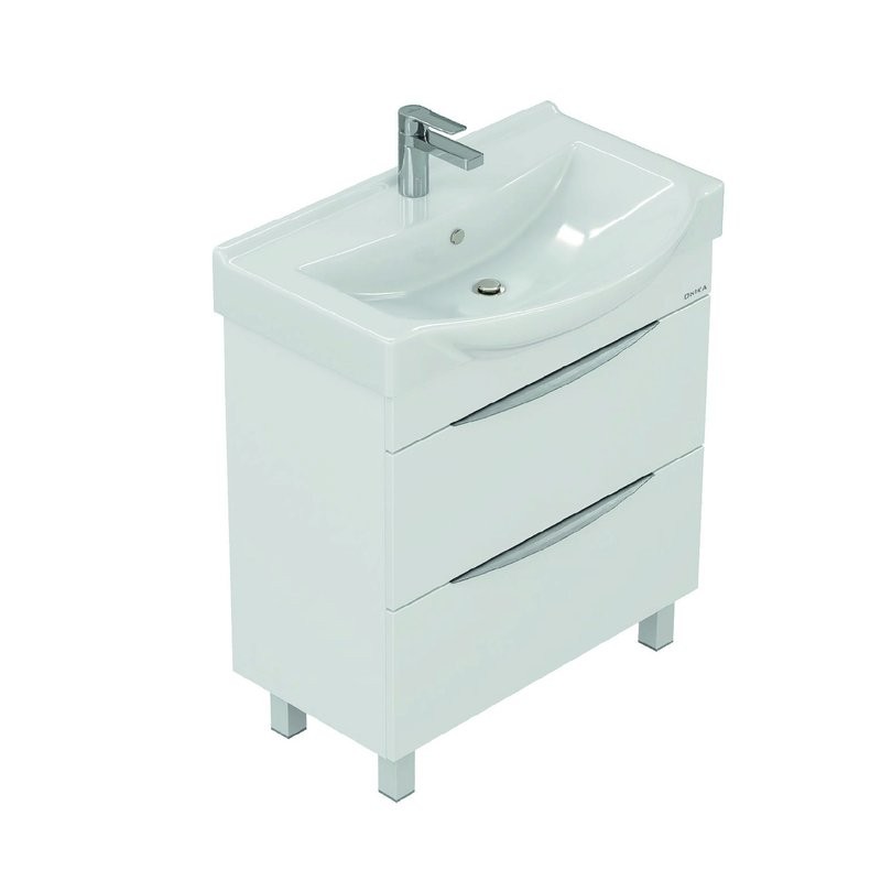 Тумба с раковиной Onika Навиа 65 напольная, глянцевая белая