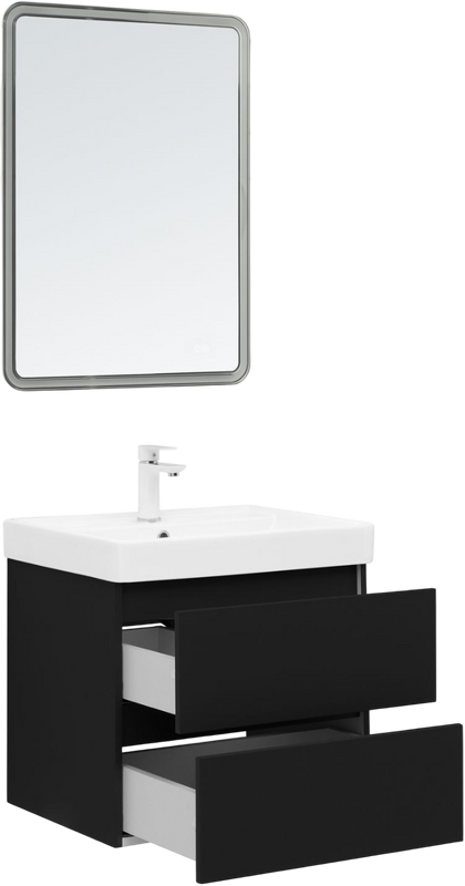 Мебель для ванной комнаты Aquanet Вега 2.0 60 подвесная, черная матовая