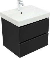 Мебель для ванной комнаты Aquanet Вега 2.0 60 подвесная, черная матовая