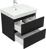 Мебель для ванной комнаты Aquanet Вега 2.0 60 подвесная, черная матовая