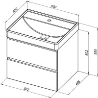 Мебель для ванной комнаты Aquanet Вега 2.0 60 подвесная, черная матовая