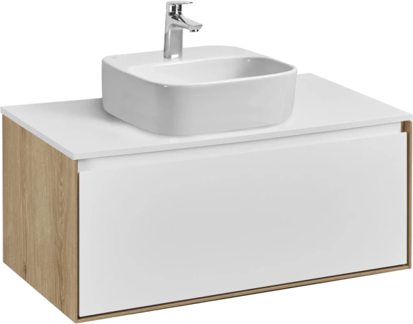 Тумба с раковиной AQUATON Либерти 90 со столешницей белый глянец, раковина Одри 42
