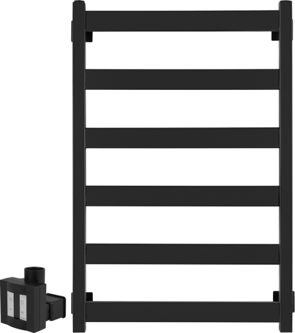 Полотенцесушитель электрический Secado Комано 1 , 85x55 см, скрытое подключение слева, матовый черный, лесенка