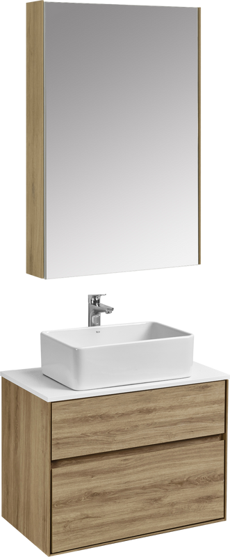 Мебель для ванной комнаты AQUATON Либерти 75 со столешницей белый глянец, раковина Mila 35